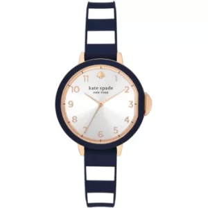 Ladies Kate Spade New York Park Row three-hand stripe silicone watch