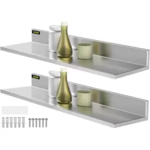 VEVOR Stainless Steel Wall Shelf, 8.6'' x 30'', 44 lbs Load Heavy Duty Commercial Wall Mount Shelving w/Backsplash for Restaurant, Home, Kitchen,