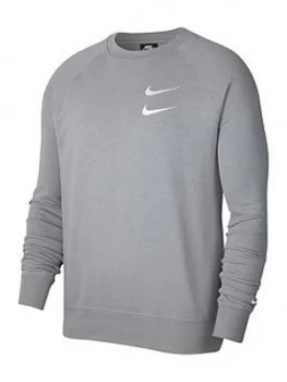 Nike Sportswear Swoosh Crew - Grey/White, Size XL, Men