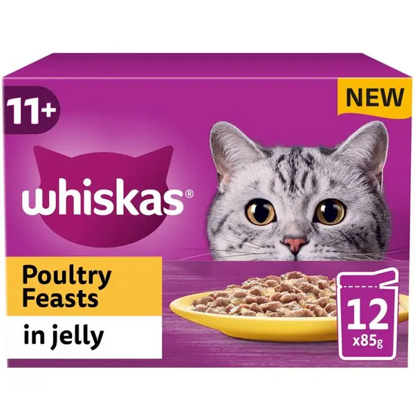 Whiskas 11+ Senior Poultry Feasts in Jelly Cat Food 12 x 85g