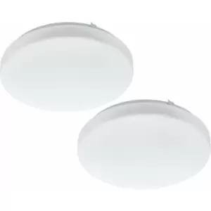 Loops - 2 pack Wall Flush Ceiling Light Colour White Shade White Plastic Bulb LED 11.5W