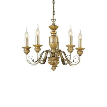 Dora 5 Light Chandelier Antique Brass Finish, E14