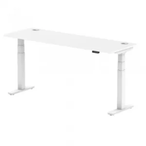 Air 1800 x 600mm Height Adjustable Desk White Top Cable Ports White Leg