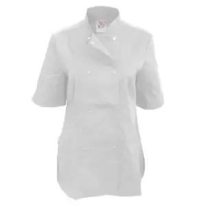 Dennys Womens/Ladies Short Sleeve Fitted Chef Jacket (Pack of 2) (2XL) (White)