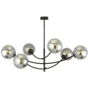 Emibig Hunter Black Globe Ceiling Light with Graphite Glass Shades, 6x E14