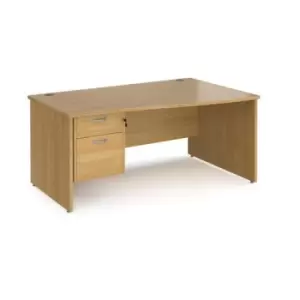 Office Desk Right Hand Wave Desk 1600mm With Pedestal Oak Top And Panel End Leg Maestro 25 MP16WRP2O