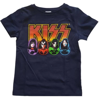 KISS - Logo, Faces & Icons Kids 9-10 Years T-Shirt - Blue