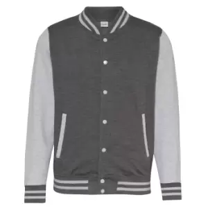 Awdis Unisex Varsity Jacket (S) (Charcoal/Heather Grey)