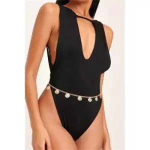 I Saw It First Keyhole Front Swim Suit - Black