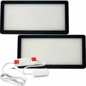 2x matt Black Ultra-Slim Rectangle Under Cabinet Kitchen Light & Driver Kit - Warm White Diffused led