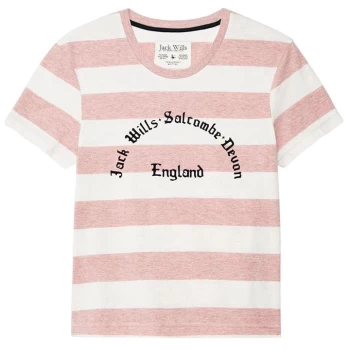 Jack Wills Peckson Graphic Stripe T Shirt - Pink