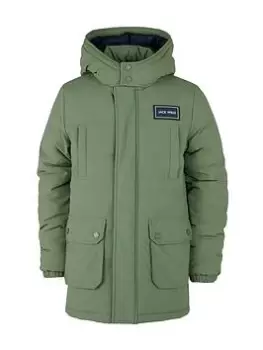 Jack Wills Boys Padded Parka Coat - Olive Size Age: 10-11 Years