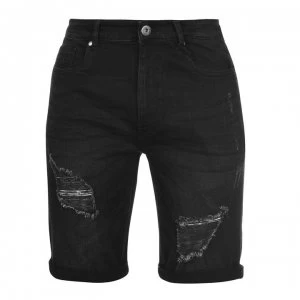 Firetrap Ripped Shorts Mens - Black Wash