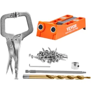 Pocket Hole Jig, 56 Pcs Mini Jig Pocket Hole System with 9' C-clamp, Step Drill, Wrench, Drill Stop Ring, Square Drive Bit, and Screws, for diy