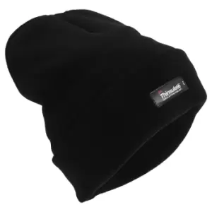 Mens Heatguard Thermal Thinsulate Winter/Ski Beanie Hat (One Size) (Black)