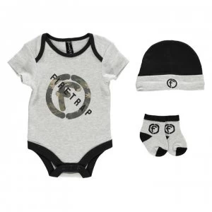 Firetrap 3 Piece Romper Set Baby - Khaki Stripe