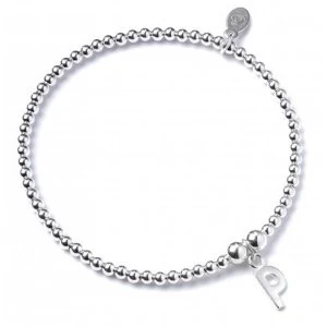 Initial P Charm with Sterling Silver Ball Bead Bracelet