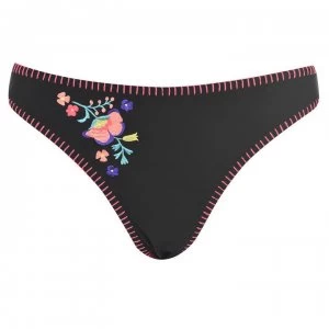 Figleaves Pacha Classic Embroidered Bikini Briefs - BLACK