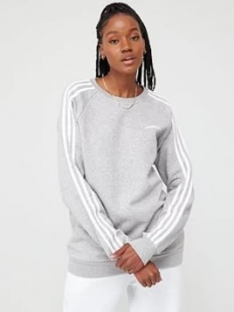 adidas Essentials Boyfriend Crew - Medium Grey Heather, Size XL, Women