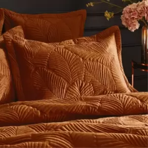 Palmeria Quilted Velvet Pillowcase Rust