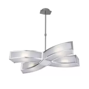 Duna GU10 Pendant 4 Light L1/SGU10, Polished Chrome/White Acrylic, CFL Lamps INCLUDED