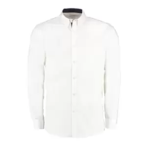 Kustom Kit Mens Contrast Premium Oxford Shirt (S) (White/Navy)