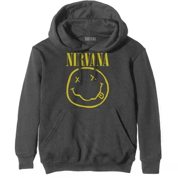 Nirvana - Yellow Smiley Unisex XX-Large Pullover Hoodie - Grey