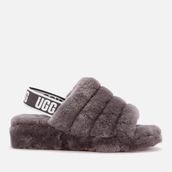 UGG Womens Fluff Yeah Slide Sheepskin Slippers - Charcoal - UK 7