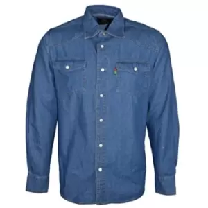 Duke Mens Western Style Denim Shirt (Large) (Stonewash)