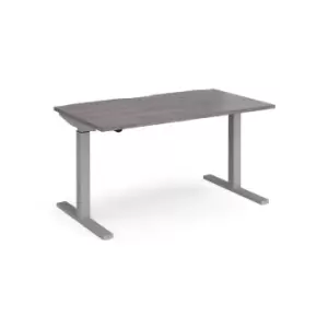 Dams Elev8 Mono straight sit-stand desk 1400mm x 800mm - silver frame, grey oak