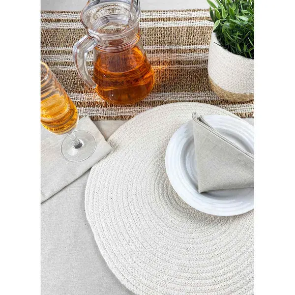 Esselle Tay Seagrass&#47; Cotton Table Runner 35X180cm Cream Colour