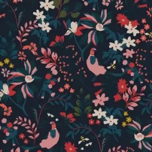 Joules Fields Edge Floral French Navy Wallpaper