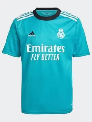 adidas Real Madrid 21/22 Third Jersey, Light Green, Size 11-12 Years