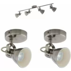 Quad Ceiling Light & 2x Matching Wall Lights Antique Nickel Adjustable Vintage