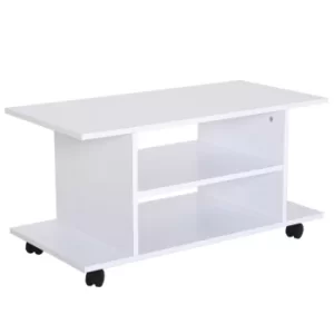 HOMCOM TV Stand W/ Shelves -White