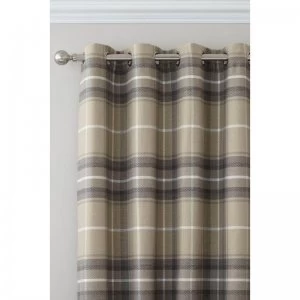 Brushed Heritage Check Lined Eyelet Curtains