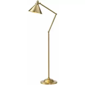 Loops - Floor Lamp Funnel Shaped Shade Moveable Ball Joints Aged Brass LED E27 100W