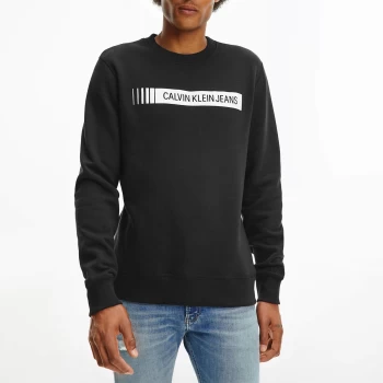 Calvin Klein Jeans Mens Institutional Logo Crewneck Sweatshirt - CK Black - XL