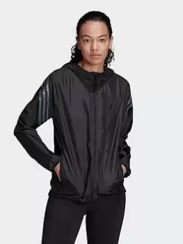 adidas Run Icons 3-stripes Hooded Running Windbreaker, Red Size XS Women