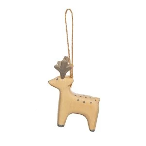 Sass & Belle Handcarved Wooden Reindeer Hanging Ornament