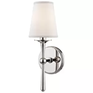 Hudson Valley Islip 1 Light Wall Sconce Polished Nickel with Off White Shade