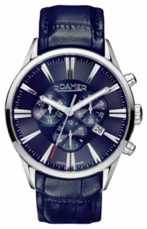 Roamer Superior Chrono Blue Dial Blue Leather Strap 508837 Watch