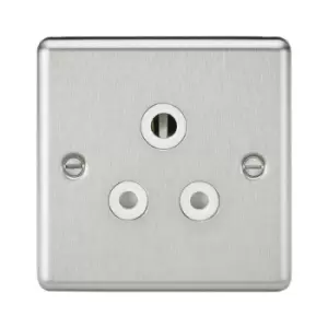 Knightsbridge - 5A Unswitched Socket - Rounded Edge Brushed Chrome Finish with White Insert