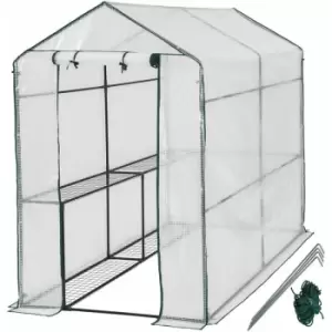 Tectake - Greenhouse with tarpaulin - small greenhouse, walk in greenhouse, garden greenhouse - white