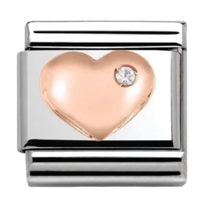 Nomination CLASSIC Rose Gold Stone Set Heart Charm 430305/01