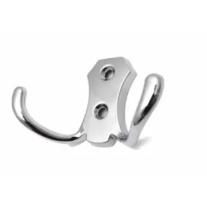 Small Double Coat Hanger Hook Door Wall Bath BK24 Model - Colour Chrome - Pack of 9