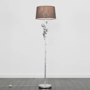 George Monkey Silver Floor Lamp with Dark Grey Doretta Shade