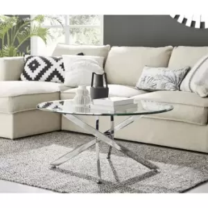 Furniturebox Novara Chrome and Glass Round Minimalist Coffee Table