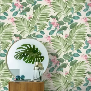 Crown Eden Tropical Green Wallpaper Green