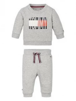 Tommy Hilfiger Baby Boys Flag Tracksuit Outfit, Grey, Size 6-9 Months